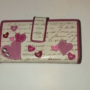 Fossil Pink and Cream Heart Wallet